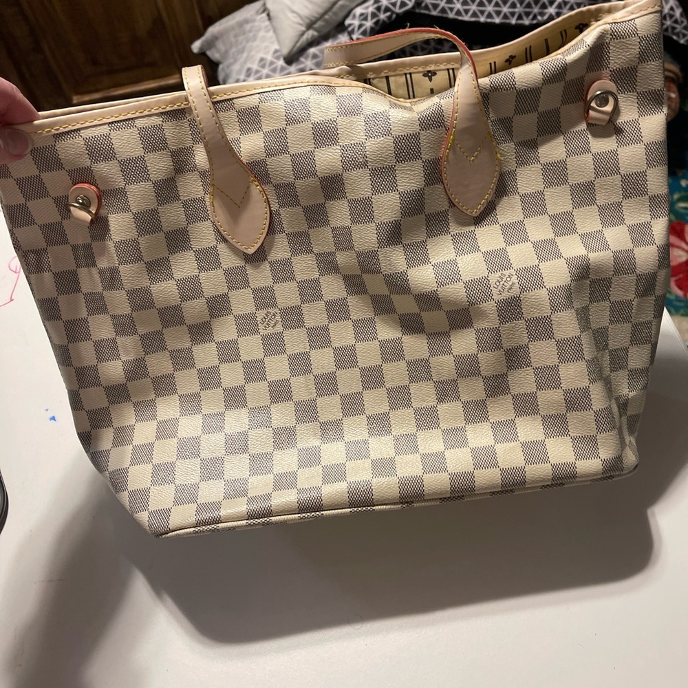 Checkered Beige Tote Bag